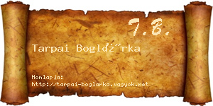 Tarpai Boglárka névjegykártya
